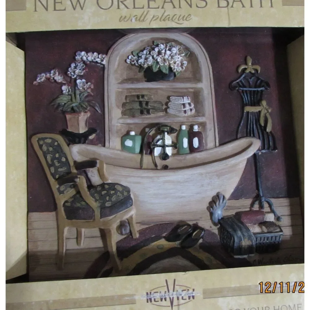Winterle Olson 3D set of 2 bathroom plaques footed tub vanity sink new Orleans
